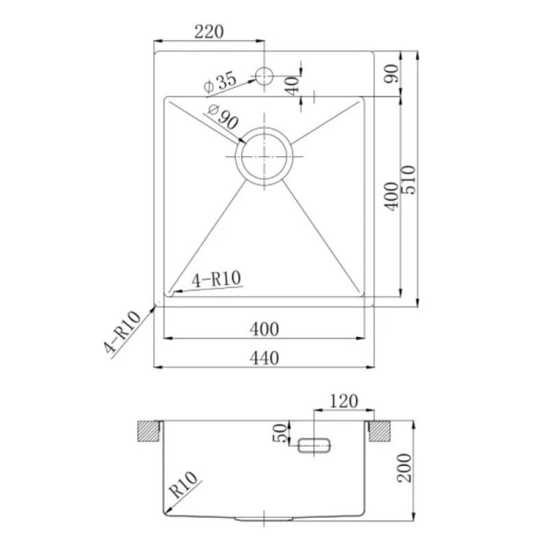 Кухонная мойка Lemark Janga 440 9938102, 44 см, PVD-покрытие, нержавеющая сталь, золото светлое