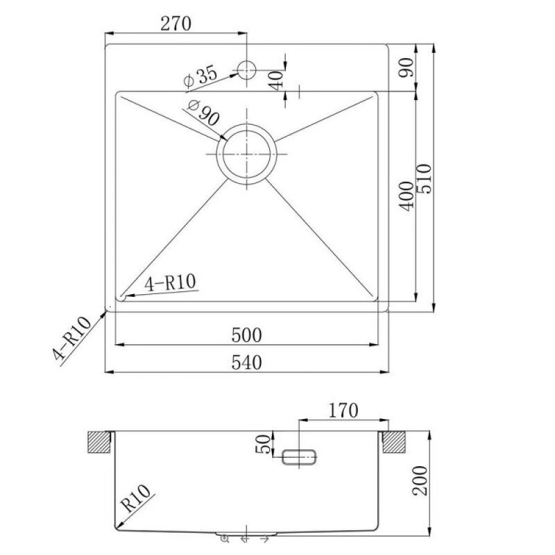 Кухонная мойка Lemark Janga 540 9938110, 54 см, PVD-покрытие, нержавеющая сталь, золото светлое