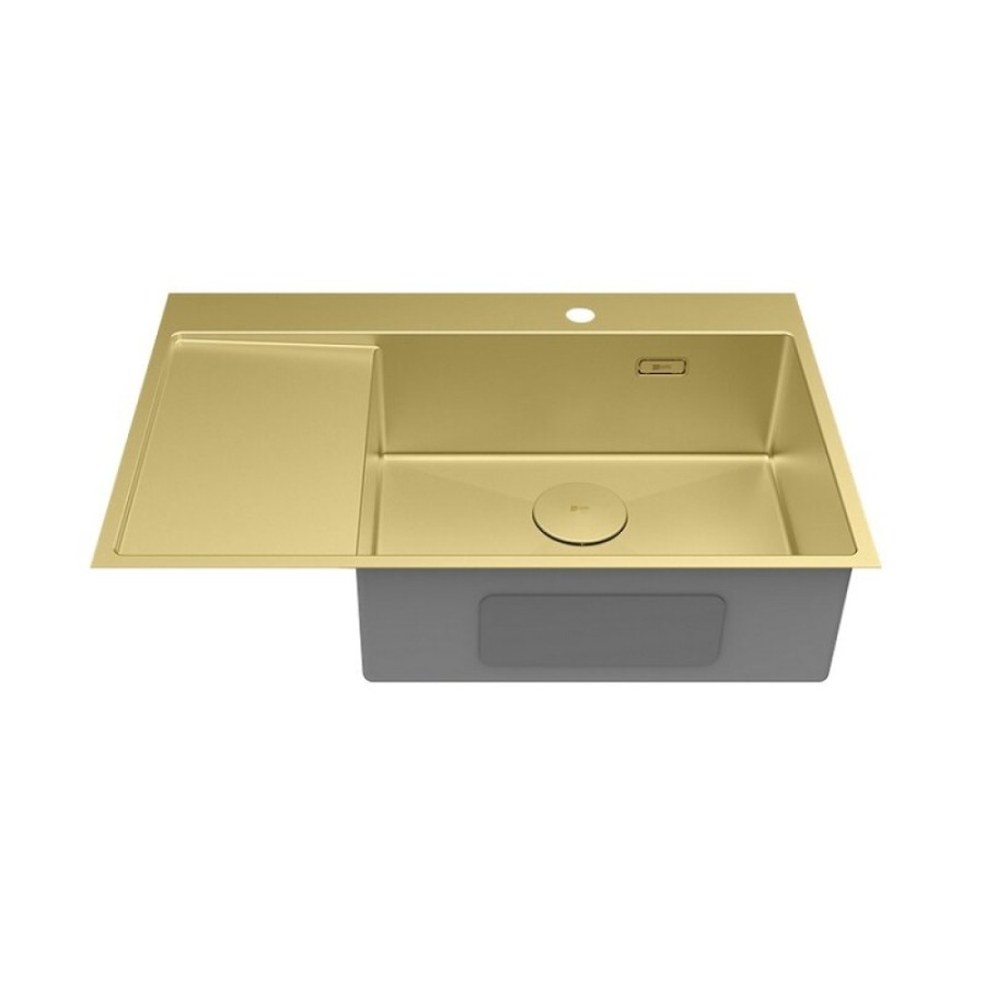 Кухонная мойка Lemark Kezadra 780L 9938150, 78 см, нержавеющая сталь, PVD-nano покрытие, золото светлое