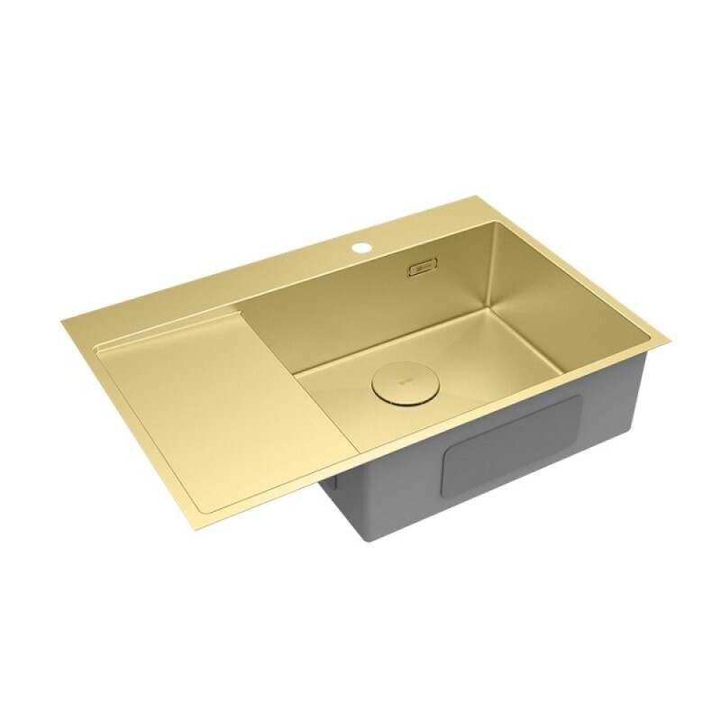 Кухонная мойка Lemark Kezadra 780L 9938150, 78 см, нержавеющая сталь, PVD-nano покрытие, золото светлое