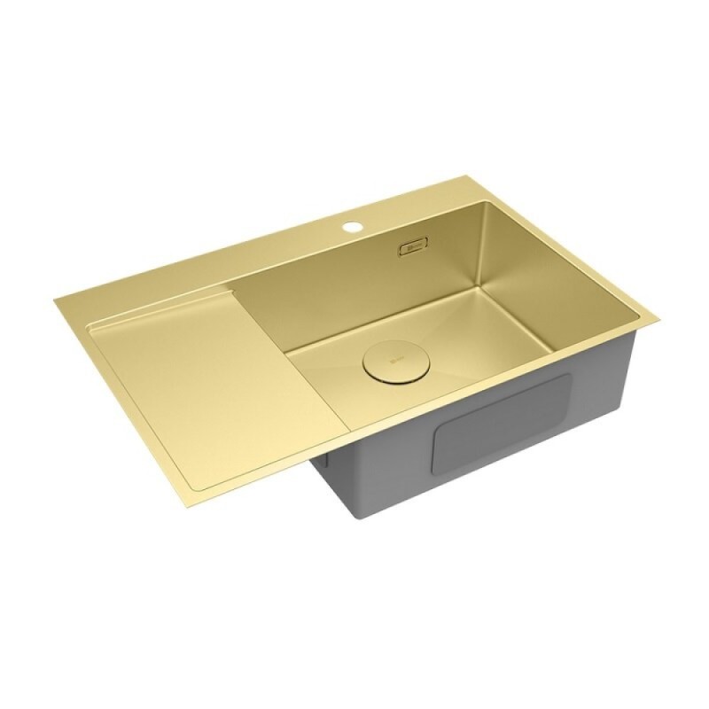 Кухонная мойка Lemark Kezadra 780P 9938154, 78 см, нержавеющая сталь, PVD-nano покрытие, золото светлое