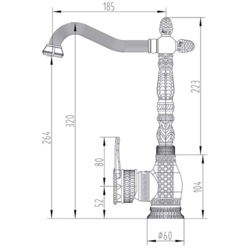 Смеситель Zorg Antic A 422 K-BR для кухонной мойки, античная бронза