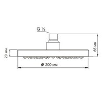Верхний душ WasserKRAFT A020, 20 см, 1 режим струи, без держателя, хром