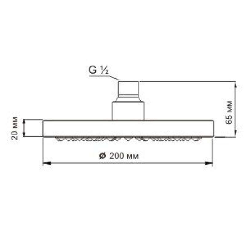 Верхний душ WasserKRAFT A020, 20 см, 1 режим струи, без держателя, хром