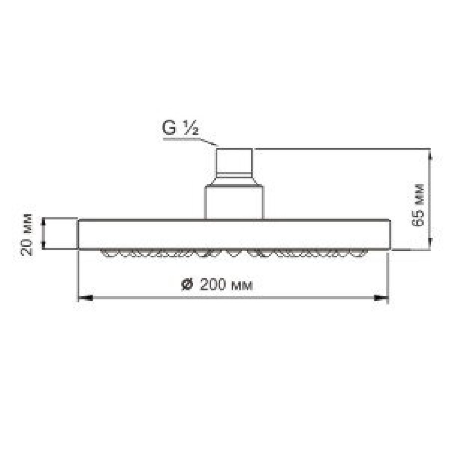 Верхний душ WasserKRAFT A020, 20 см, 1 режим струи, без держателя, хром
