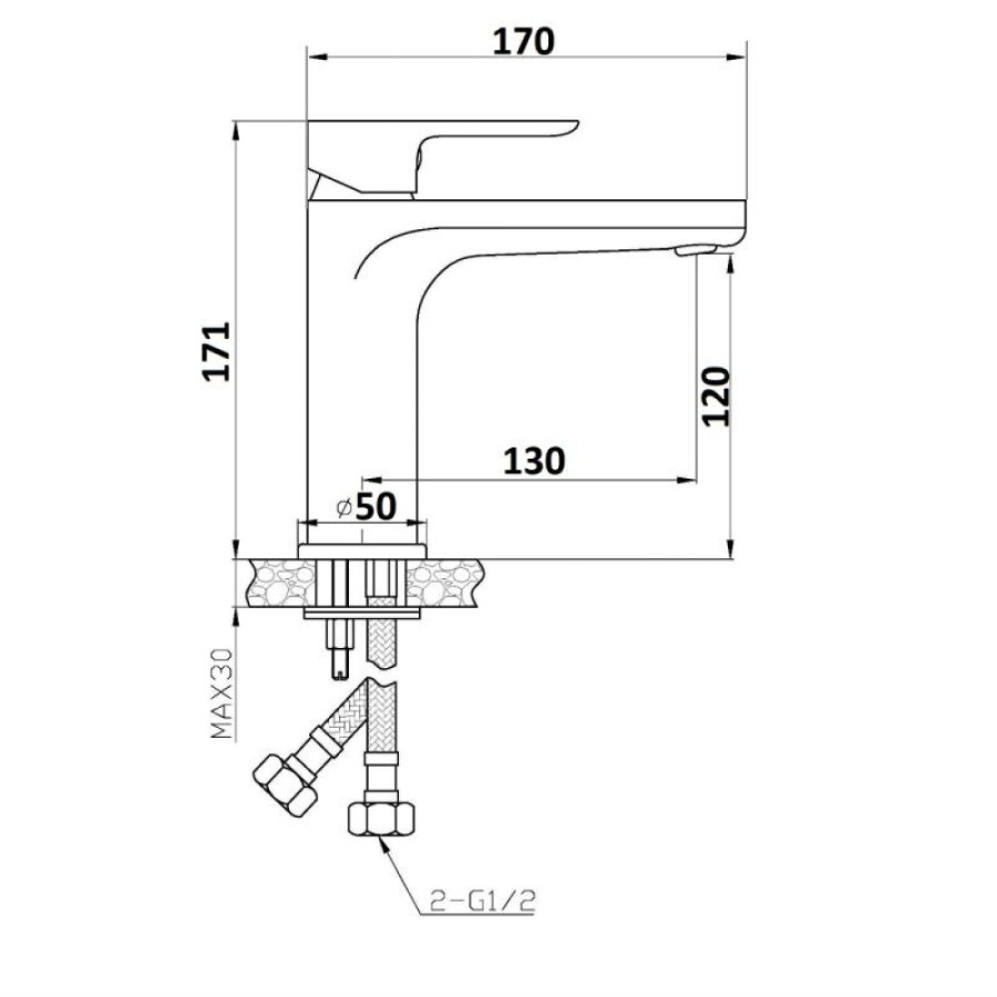 Смеситель Agger Gorgeous A0202100 для раковины, без донного клапана, хром