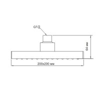 Верхний душ WasserKRAFT А028, 200*200 мм, 1 режим струи, без держателя, хром