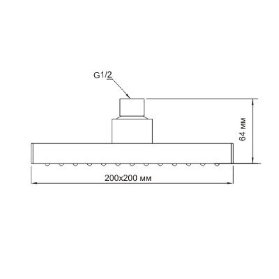 Верхний душ WasserKRAFT А028, 200*200 мм, 1 режим струи, без держателя, хром