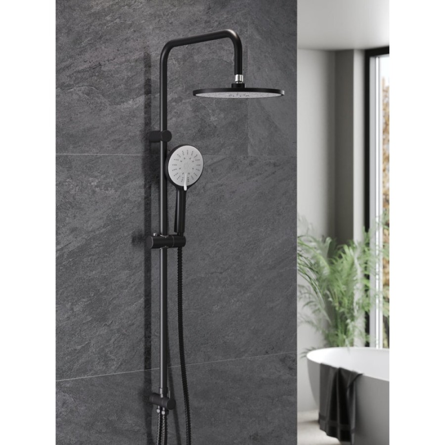 Душевая система Agger Breeze A0293544 с фиксированным изливом, черный матовый