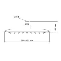 Верхний душ WasserKRAFT A031, 25 х 19 см, 1 режим струи, без держателя, хром