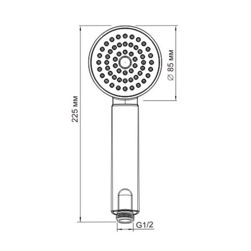 Душевая лейка WasserKRAFT A034, 1-функциональная, хром