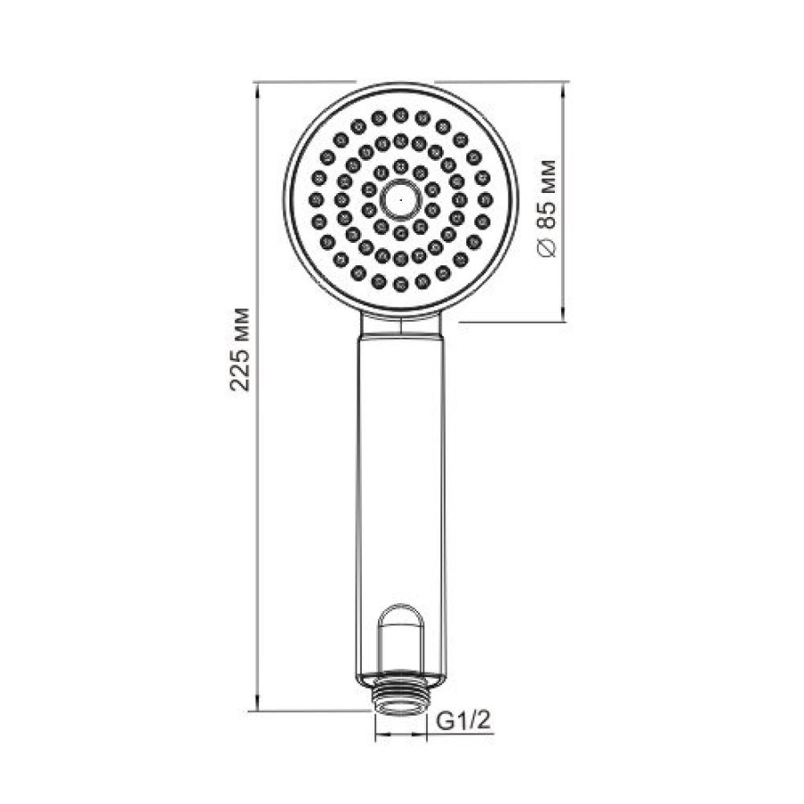 Душевая лейка WasserKRAFT A034, 1-функциональная, хром