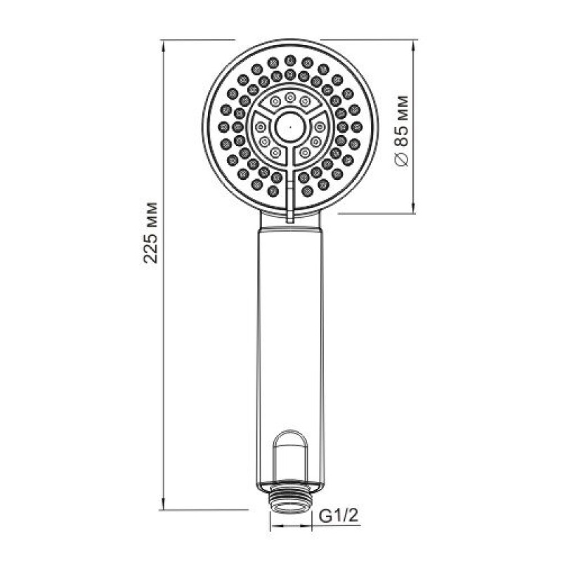Душевая лейка WasserKRAFT A035, 3 режима, хром, 8.5 см