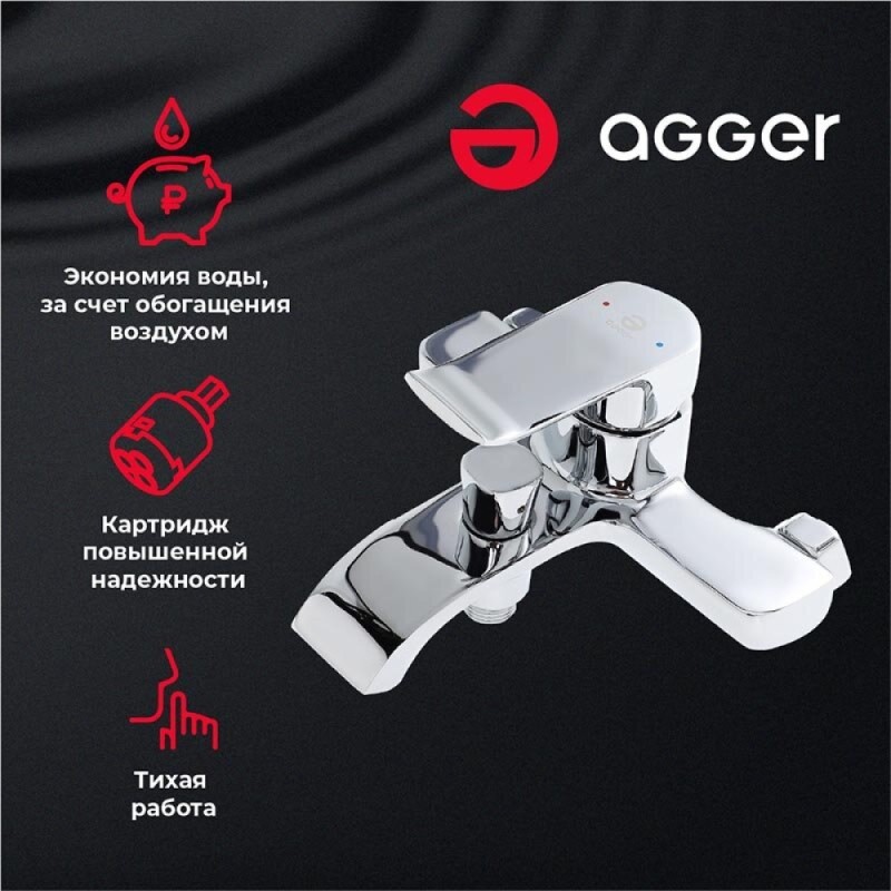 Смеситель Agger Happy A0410000 для ванны и душа, хром
