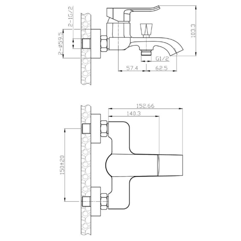 Душевая система Agger Happy A0493500 с фиксированным изливом, хром