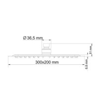 Верхний душ WasserKRAFT A069, 300 x 200 мм, 1 режим струи, без держателя, хром