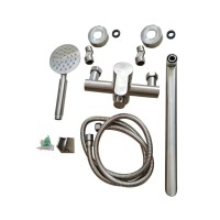 Смеситель Agger Zest A0721133, для ванны и душа, с душевым гарнитуром, PVD покрытие, цвет никель матовый