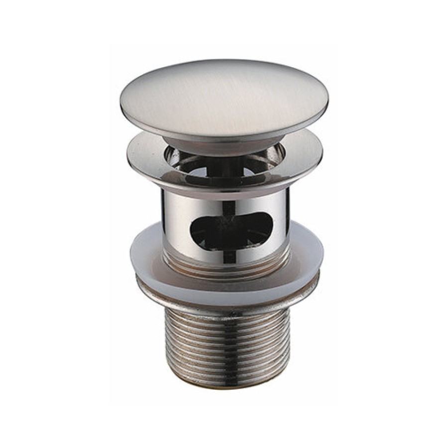 Донный клапан Wasserkraft A073 Push-up, с переливом, никель (матовый хром)
