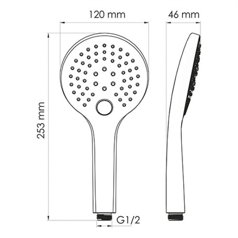 Душевая лейка WasserKRAFT Elbe 7400 A078 3-функциональная, черный Soft-touch