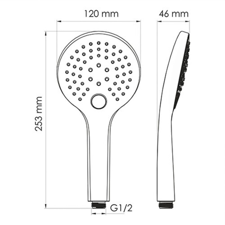 Душевая лейка WasserKRAFT Elbe 7400 A078 3-функциональная, черный Soft-touch