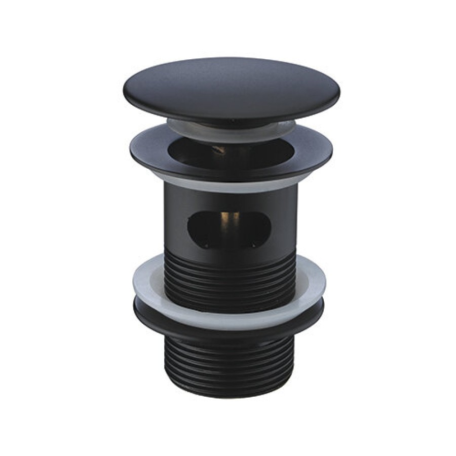 Донный клапан Wasserkraft A080 Push-up, с переливом, черный