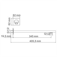 Держатель верхнего душа WasserKRAFT A090, настенный, 40 см, хром
