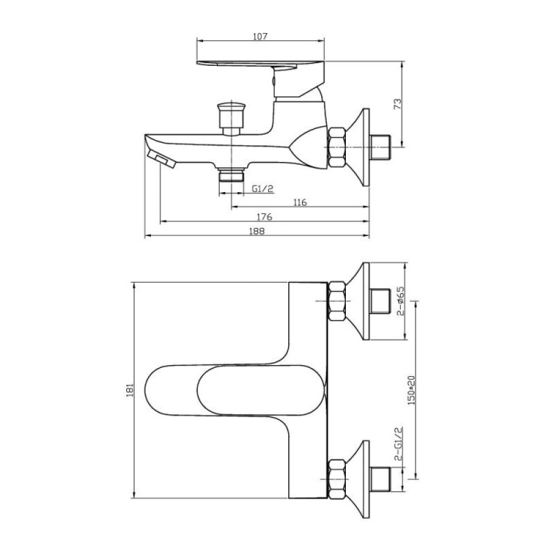 Смеситель Agger Splendid A0910000 для ванны и душа, хром