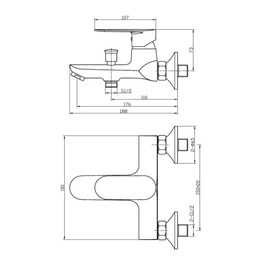 Смеситель Agger Splendid A0910000 для ванны и душа, хром