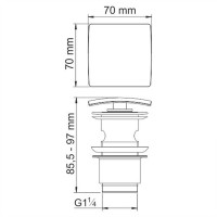 Донный клапан Push-up WasserKRAFT A105, с переливом, хром