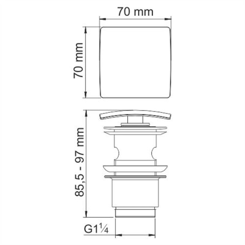Донный клапан Push-up WasserKRAFT A105, с переливом, хром