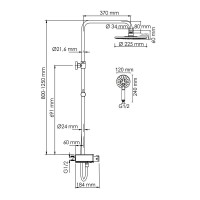 Душевая система WasserKRAFT, с изливом, цвет - хром, A113.067.058.CH Thermo