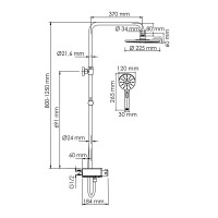 Душевая система WasserKRAFT, с изливом, цвет - хром, A113.067.127.CH Thermo