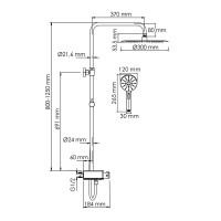 Душевая система WasserKRAFT, с изливом, цвет - хром, A113.116.127.CH Thermo