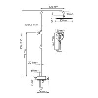 Душевая система WasserKRAFT, с изливом, цвет - хром, A113.118.127.CH Thermo