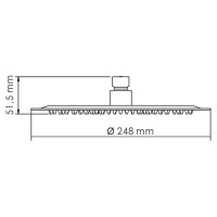 Верхний душ WasserKRAFT A121, D248 мм, 1 режим струи, без держателя, матовый хром