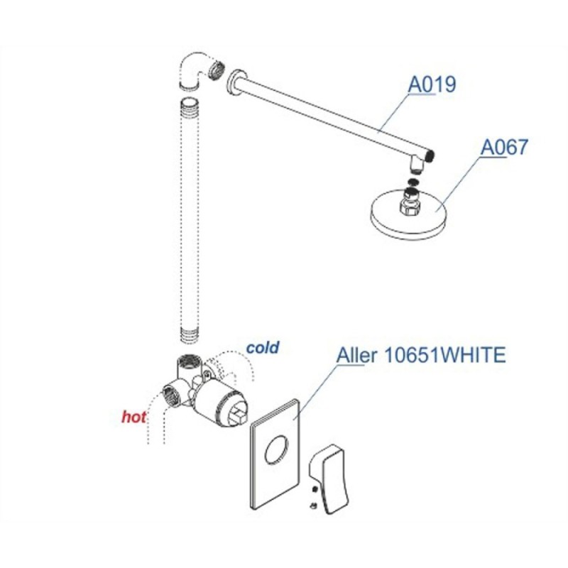 Душевая система WasserKRAFT A12667WHITE, скрытый монтаж, белый/хром