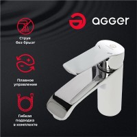 Смеситель Agger Merry A1302100 для раковины, без донного клапана, хром