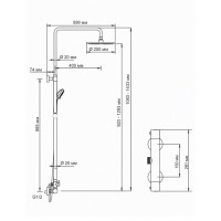 Душевая система WasserKRAFT A13302, верхний душ 25 см, хром