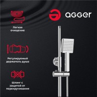 Душевая система Agger Merry A1394400 с поворотным изливом, хром глянцевый