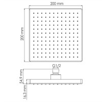 Верхний душ WasserKRAFT A140, 200 х 200 мм, 1 режим струи, без держателя, светлая бронза