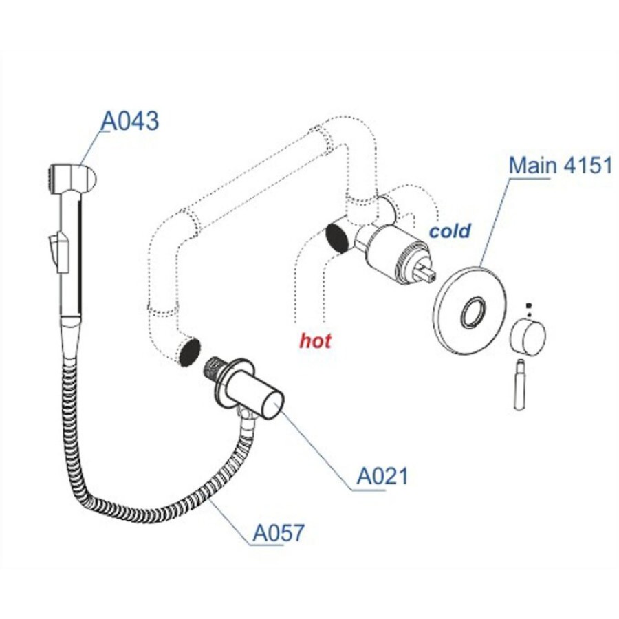 Гигиенический душ WasserKRAFT, A14157, со смесителем, хром