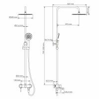 Душевая система WasserKRAFT A14201.14, никель