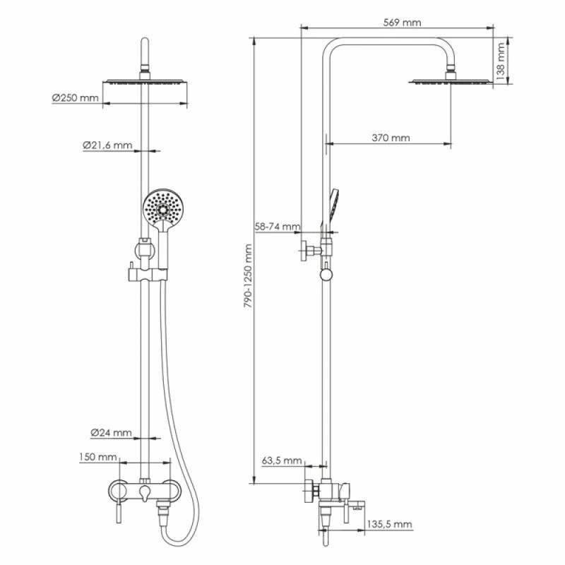 Душевая система WasserKRAFT A14201.14, никель