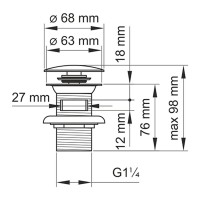 Донный клапан Push-up Wasserkraft A153, с переливом, белый Soft-touch