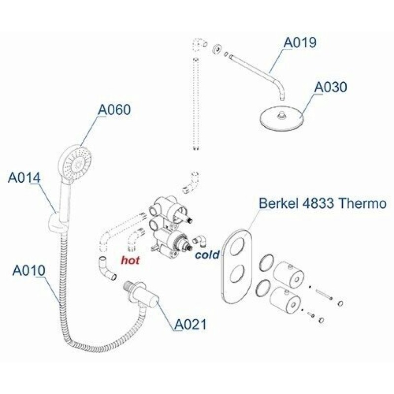 Душевая система WasserKRAFT Berkel A16030 Thermo, термостатическая, хром