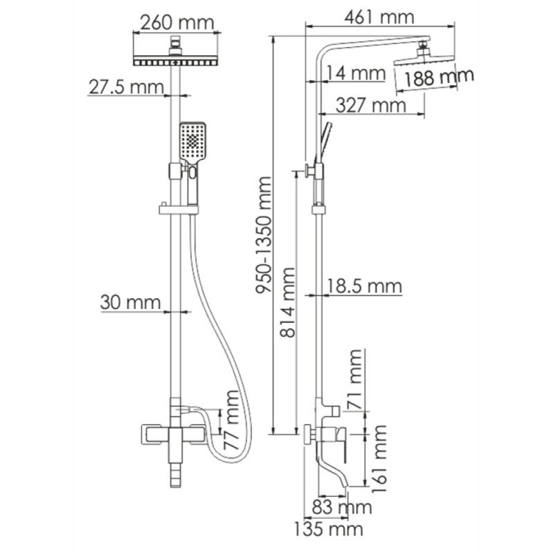 Душевая система WasserKRAFT A16501, хром