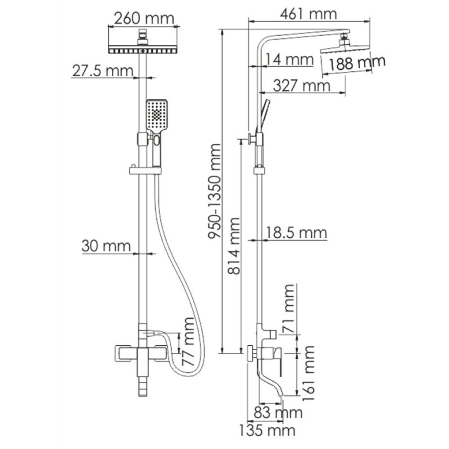 Душевая система WasserKRAFT A16501, хром