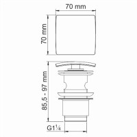 Донный клапан Push-up Wasserkraft A166, с переливом, PVD-покрытие черный глянец