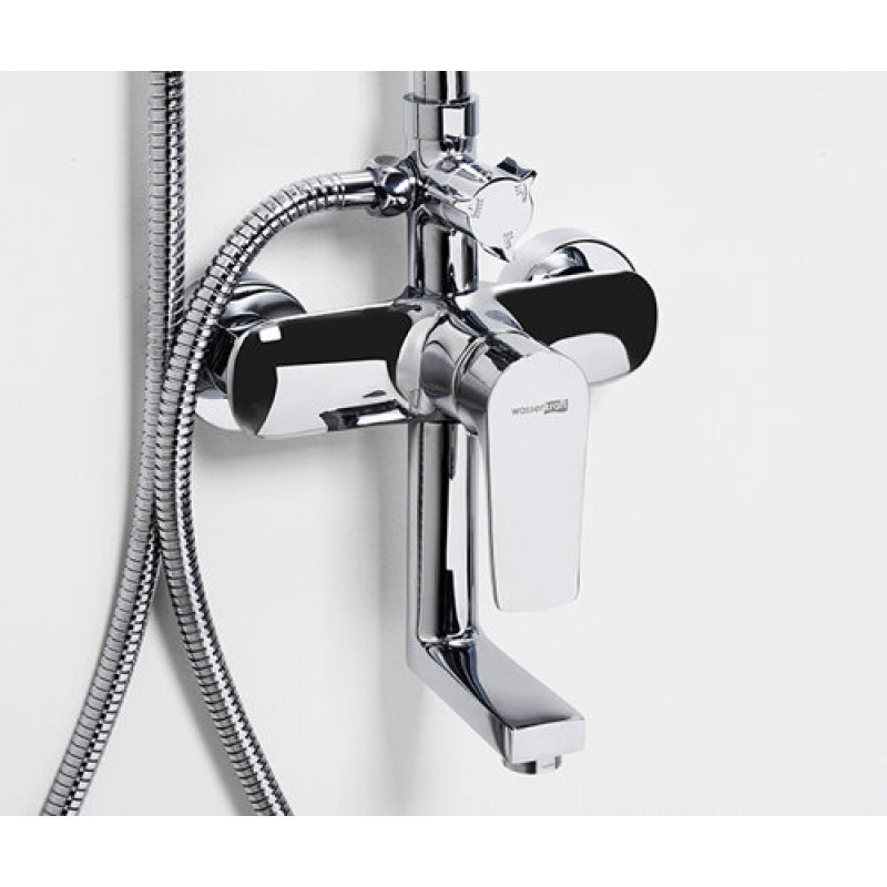 Душевая система WasserKRAFT A16601, верхний душ 22,2 см, с изливом, хром