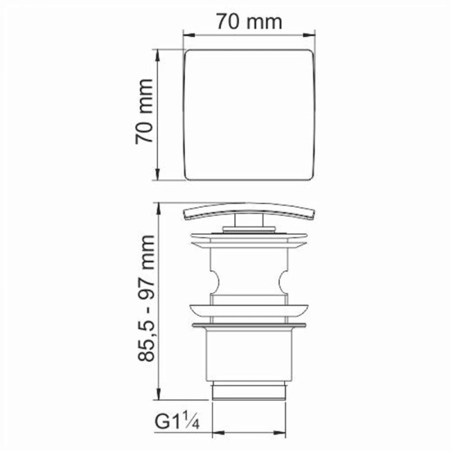 Донный клапан Push-up Wasserkraft A167, с переливом, PVD-покрытие оружейная сталь